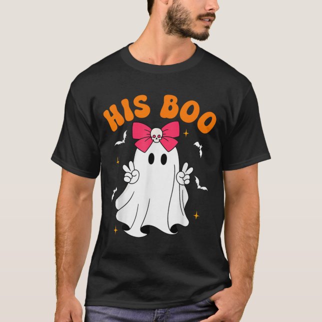 Camiseta Her Boo &amp; His Boo Funny Matching Halloween Cou (Frente)