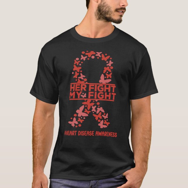 Camiseta Her Fight My Fight Heart Disease Awareness Wear Re (Frente)