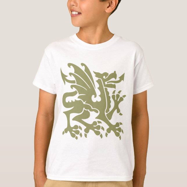 Camiseta Heraldic Dragon 01 - Khaki (Frente)