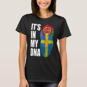 Camiseta Herança Da Bandeira Do DNA Mistura Sueca E Eritrei