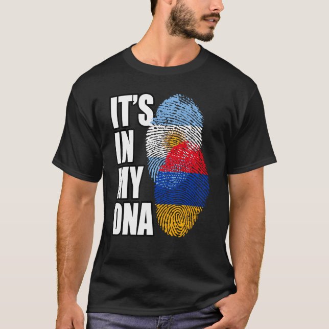 Camiseta Herança Da Bandeira Do Dna Mix Da Armênia E Argent (Frente)