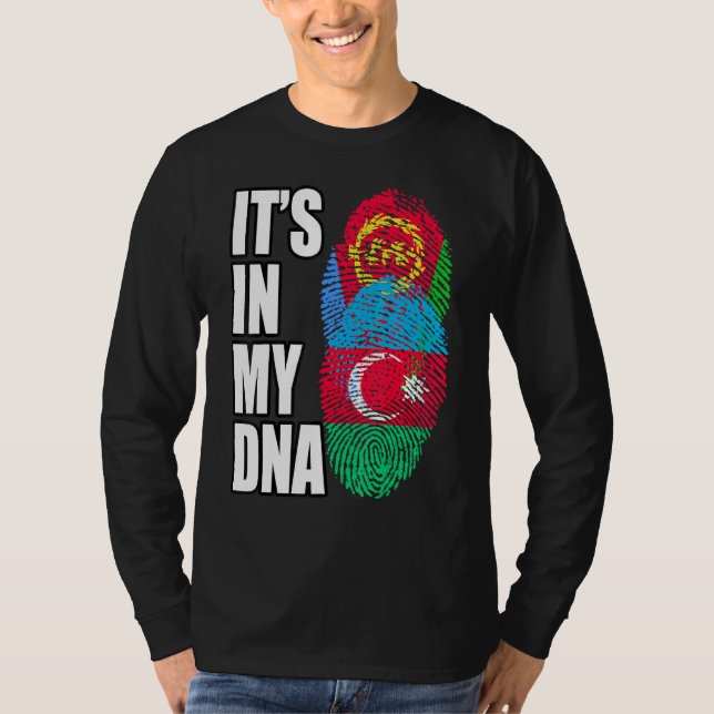 Camiseta Herança Da Bandeira Do DNA Mix Do Azerbaijão E Da  (Frente)