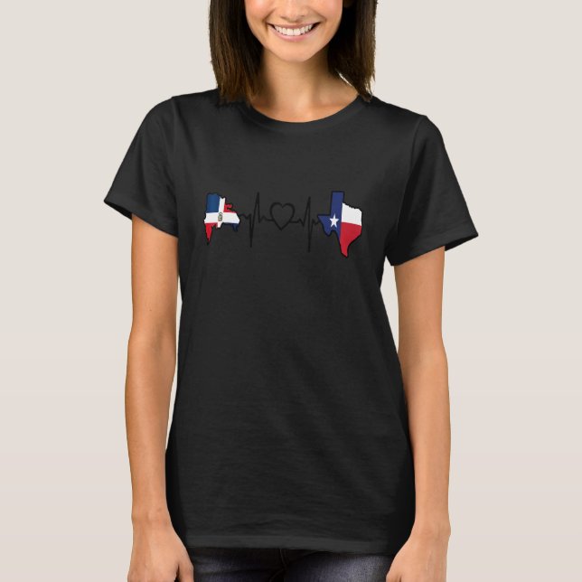 Camiseta Herança da Bandeira Dominicana no Texas Heartbeat (Frente)