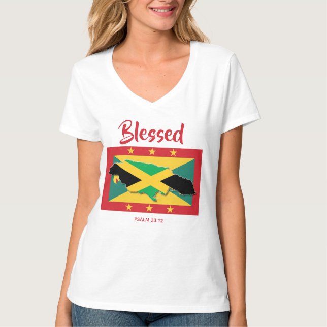 Camiseta Herança dupla JAMAICA GRENADA Escritura Cristã (Frente)
