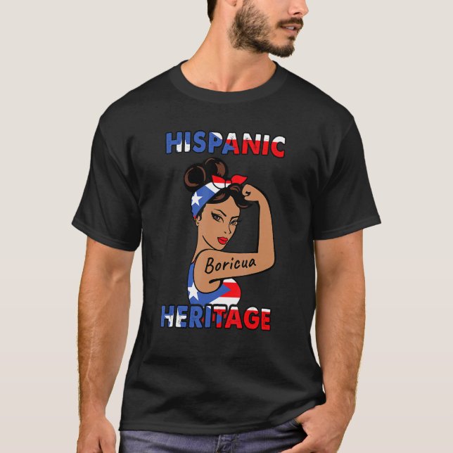 Camiseta Herança hispânica Boricua Mulheres Bandeiras Porto (Frente)