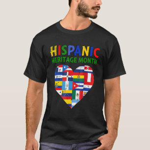 Camiseta Herança hispânica Mês Cardíacos Homens Mulheres Cr