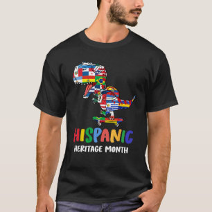 Camiseta Herança hispânica Mês Dinossauro Crianças Meninas 