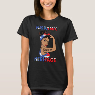 Camiseta Herança hispânica Mês Juventude Porto Rico Mulher