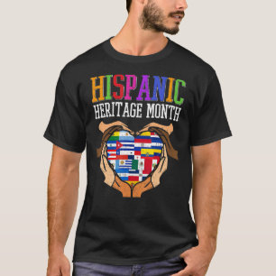 Camiseta Herança hispânica Mês Mãos Coração Latino Countri