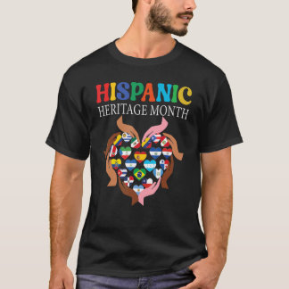 Camiseta Herança Hispânica Mês Mãos Sinalizadores Cardíacos
