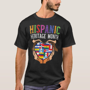 Camiseta Herança Hispânica Mês Mãos Sinalizadores Cardíacos