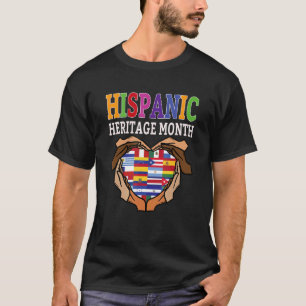 Camiseta Herança Hispânica Mês Mãos Sinalizadores Cardíacos