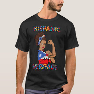 Camiseta Herança hispânica Mês Mulheres Porto Rico