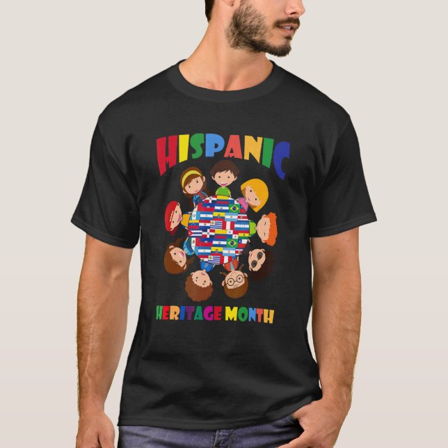 Camiseta Herança hispânica Mês Sinalizador Crianças Garoto  (Frente)