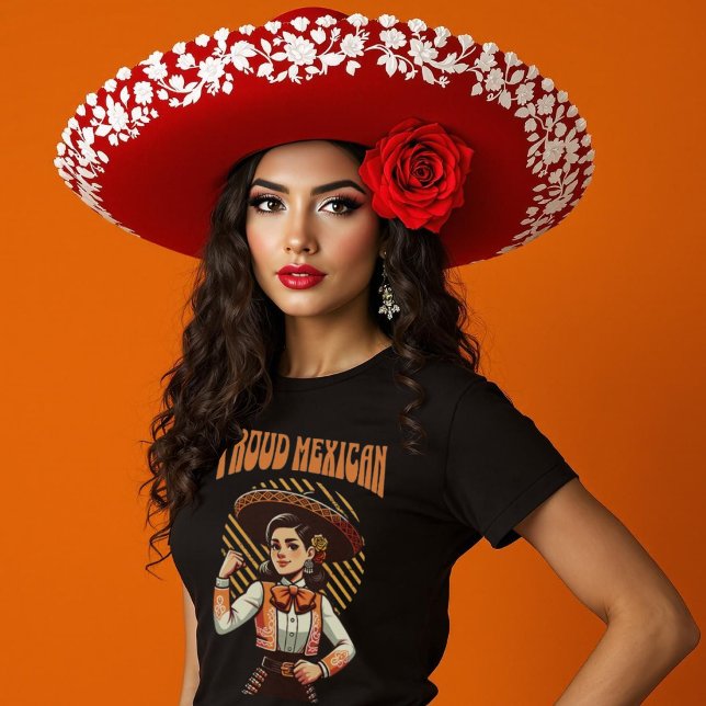 Camiseta Herança Hispânica Mexicana Mariachi (Retro Proud Mexican Mariachi Hispanic Heritage T-Shirt.)