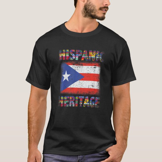 Camiseta Herança Hispânica Porto-Riquenha do Porto Porto Po (Frente)