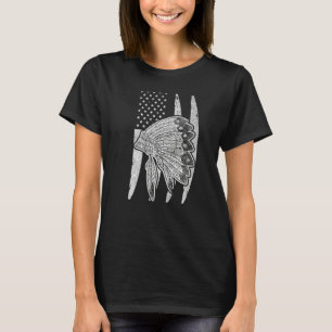 Camiseta Herança Indiana de Bandeira Americana Nativa