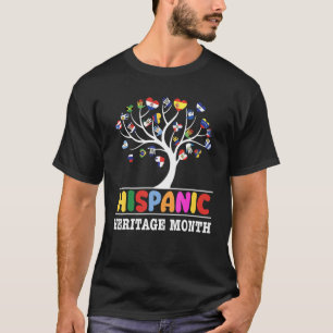 Camiseta Herança Nacional Hispânica Mês Bandeira Mão Árvore