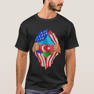 Camiseta Herança Super Azerbaijão Raízes nos EUA Fl