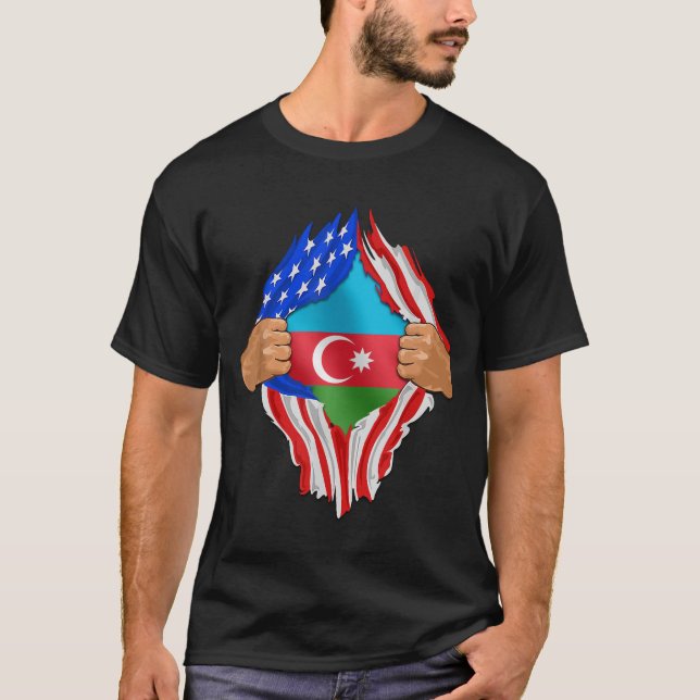 Camiseta Herança Super Azerbaijão Raízes nos EUA Fl (Frente)