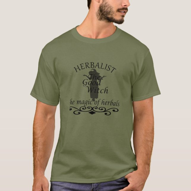 Camiseta Herbalista verde bruxa mágica medicina natural (Frente)