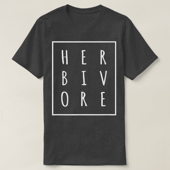 Camiseta Herbivore tet em um boto quadrado vegetariano t (Frente do Design)