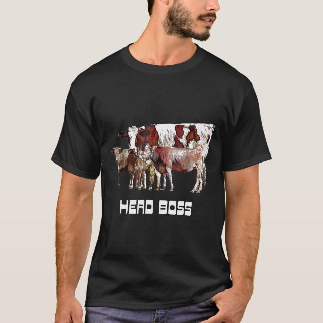 Camiseta Herd Boss Grande Líder Da Vaca Do Pack Xmas (Frente)