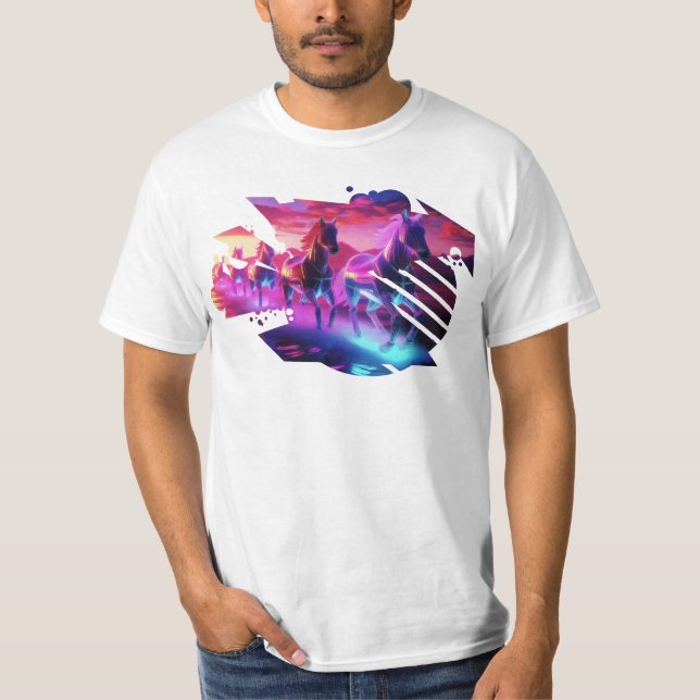 Camiseta Herd Elétrico - Cavalos de ondas síncronas v2 (Frente)