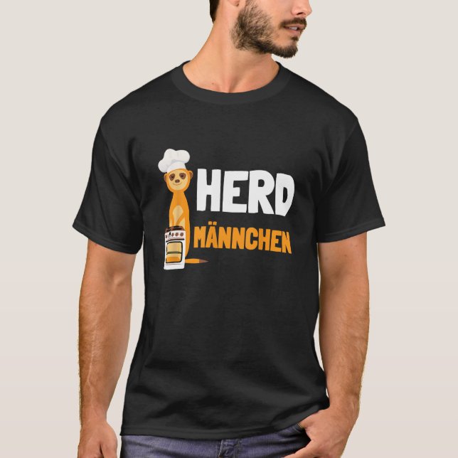 Camiseta Herdmännchen I Chef Herd Meerkat com chapéu de che (Frente)