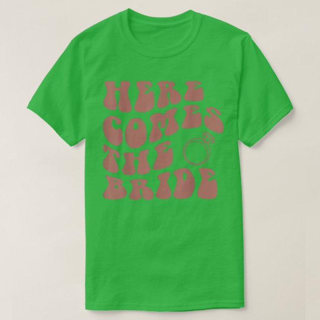 Camiseta Here Comes The Bride Wedding Ring Bearer Flower Gi (Frente do Design)