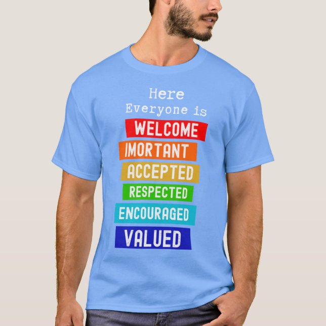 Camiseta Here Everyone Is Welcome Important Idaho Teacher F (Frente)