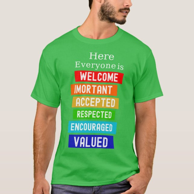 Camiseta Here Everyone Is Welcome Important Idaho Teacher F (Frente)