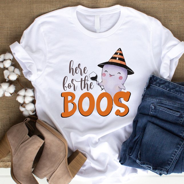 Camiseta Here For The Boos Wine Lover Halloween (Here For The Boos Wine Lover Halloween T-Shirt)