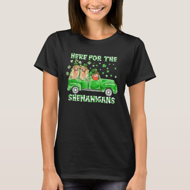 Camiseta Here For The Shenanigans Golden Retriever St Patri (Frente)