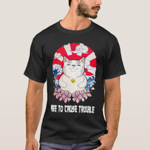 Camiseta Here to Cause Trouble Cat Kitten Humor Cat Mom