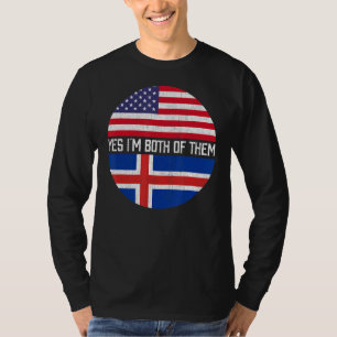 Camiseta Herito Da Família De Bandeiras Islandesa Metade Am