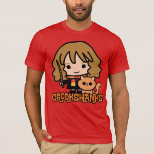 Camiseta Hermenione de desenho animado e Crookshanks