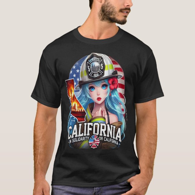 CAMISETA HERMOSA CHICA ANIME EN SOLIDARIDAD CON LOS ANGELES (Frente)