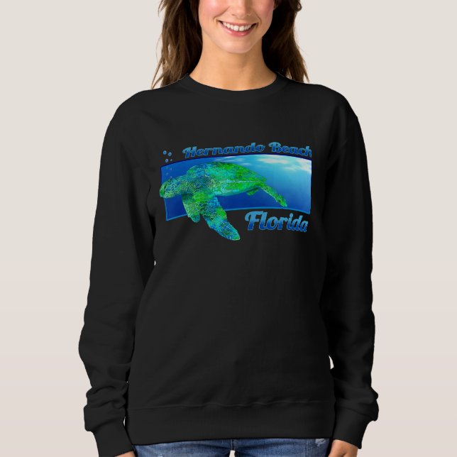 Camiseta Hernando Beach, Flórida, Nadando, Tartaruga (Frente)