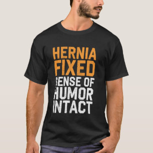 Camiseta Hérnia Corrigida Humor Intacto Sobrevivente de Cir