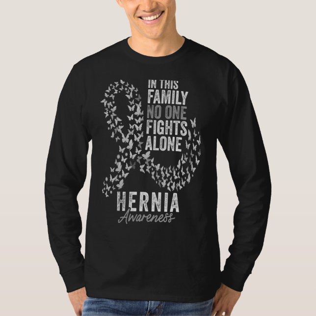 Camiseta Hérnia Sensibilização Mês Borboletas White Fita (Frente)