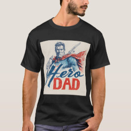 Camiseta "Hero Dad" Superhero Illustration with Baby Bottle