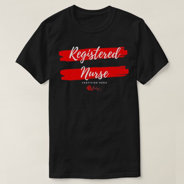 Camiseta Herói Certificado com Enfermeiro 2 Stripe 1 (Frente do Design)