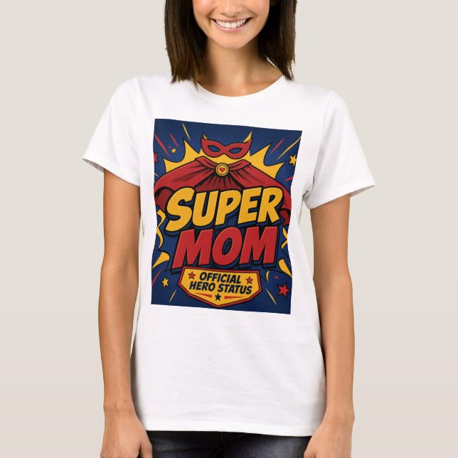 Camiseta Herói Cômico Cape Super Mãe | Mãe Diverti (Frente)