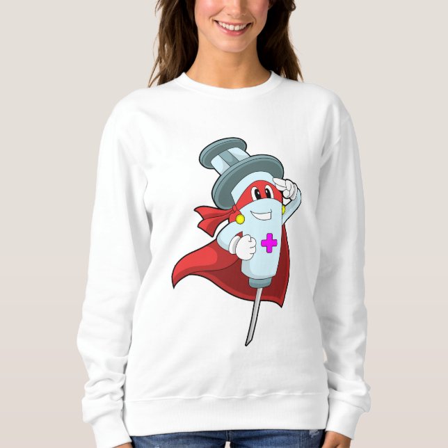 Camiseta Herói como Enfermeira com Seringa (Frente)