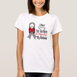 Camiseta Herói da fita do cancro cerebral meu marido