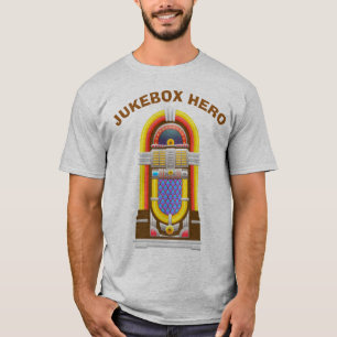Camiseta Herói do jukebox do jogador de música do vintage