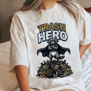 Camiseta Herói do Lixo Guaxinim Super-herói Design de Anima