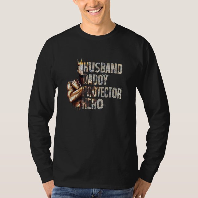 Camiseta Herói do Pai do Marido Negro (Frente)