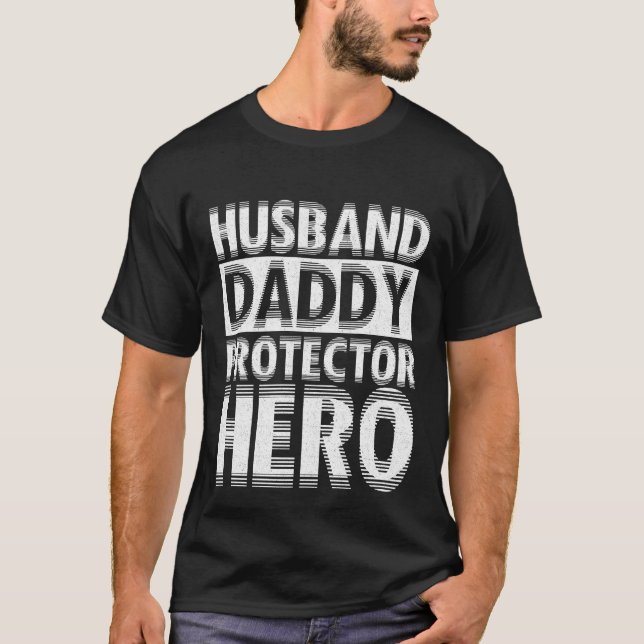 Camiseta Herói do protetor do pai do marido (Frente)